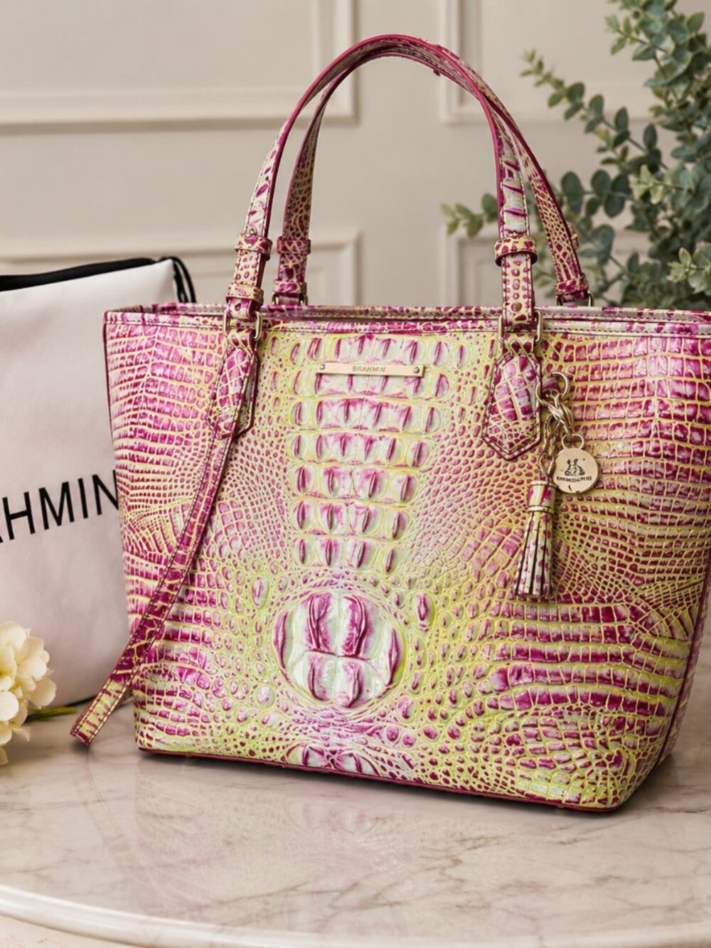 Brahmin Asher Medium Sweetner Melbourne Croc Leather Tote NWT - Picture 7 of 7